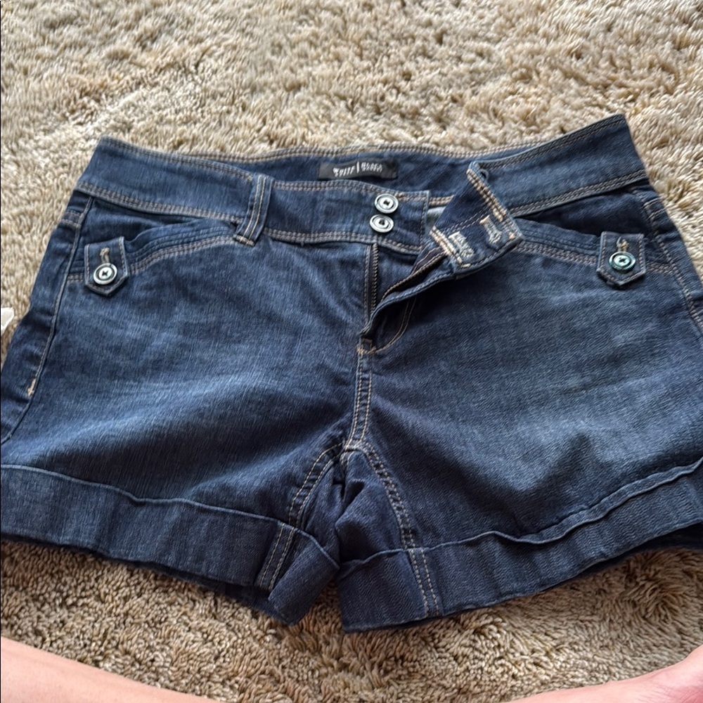 White House Black Market Blue Distressed Jean Shorts
